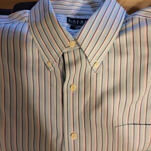 Ralph Lauren Men's White and Blue Striped Dress Shirt. Classic style, premium…